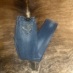 Miss Me Skinny Jeans with Embellished Wings on Pocket